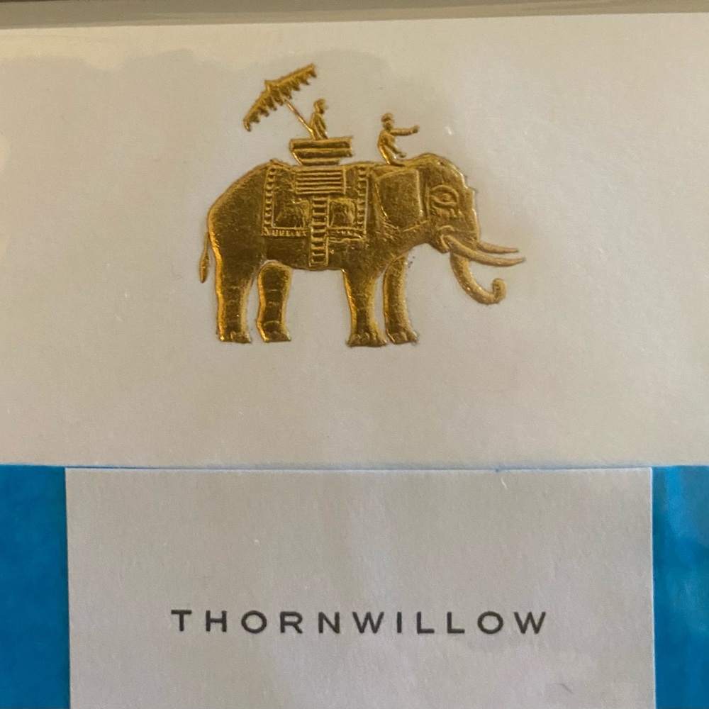 THORNWILLOW Gold Elephant Stationery Set